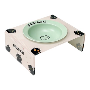 陶瓷宠物猫狗碗增高护颈食盆猫咪双碗小狗碗盆罐头盘BD日韩飞碟盘