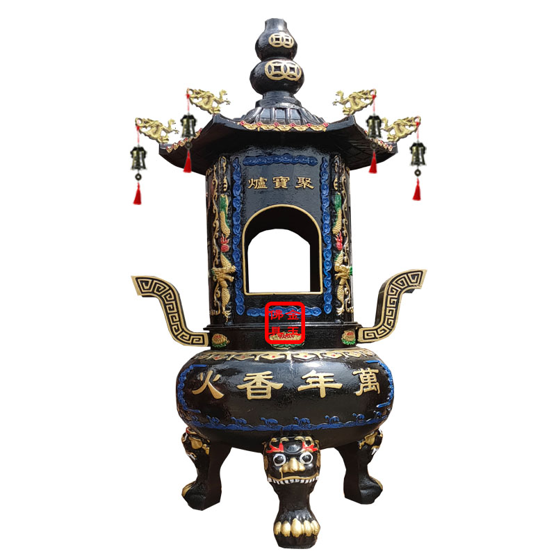 寺庙烧纸炉 宗祠铸铁元宝炉 大型焚经炉化宝炉黄铜铸造复古化钱炉