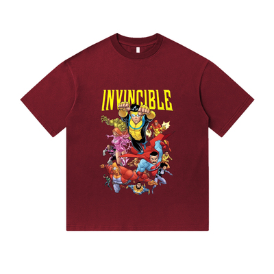 无敌少侠超级英雄印花复古美式半袖短袖T恤衫男装休闲宽松纯棉潮