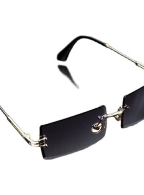 美国代购手作无框矩形偏光太阳镜