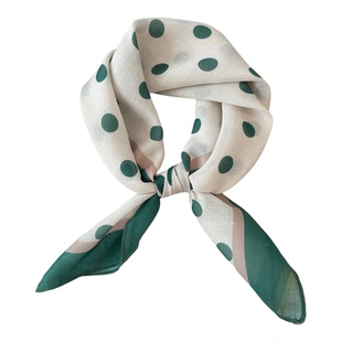 红色波点小丝巾女棉麻方巾纱巾春秋新款韩版百搭包头装饰领巾