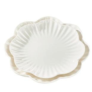 陶瓷加厚大盘子10寸花边盘家用菜盘碗特大号蒸鱼盘蒸菜海鲜大码盘