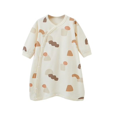 婴儿睡袍斜开双层护肚子小孩睡衣