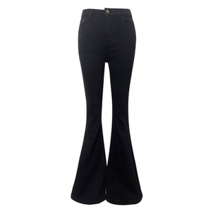 杨杨 黑色丰胯提臀微喇叭牛仔裤女秋季高腰显瘦显腿长休闲长裤