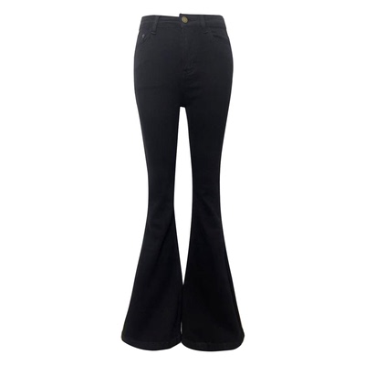 黑色丰胯提臀微喇叭牛仔裤女长裤