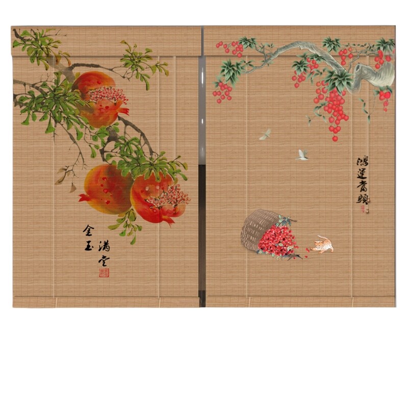新中式竹帘卷帘窗帘玄关装饰帘
