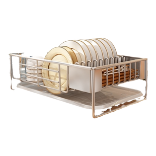 厨房不锈钢台面沥水篮碗碟置物架带筷子笼带接水盘盘子收纳架家用