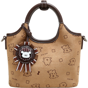 新年TOUTOU线条小狗徽章菜篮子托特包大容量通勤单肩斜挎包礼物女