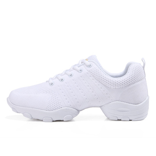 飞织网面白色男士跳舞鞋软底透气广场舞鞋爵士舞鞋四季健身舞蹈鞋