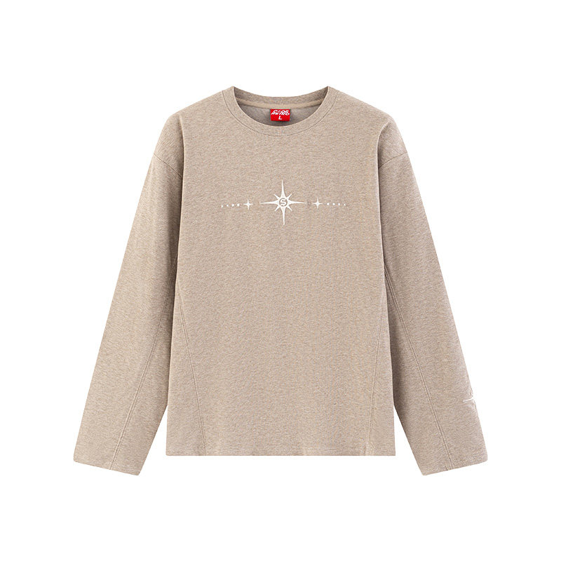 CoosRetro美式复古哥特花体绣花重磅速干长袖T恤男生宽松休闲上衣