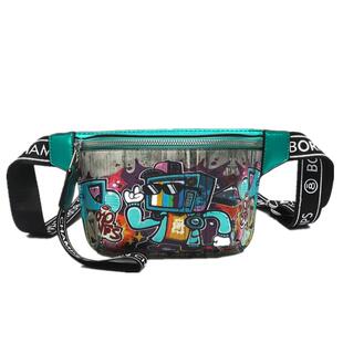 涂鸦彩绘手机包女斜挎包包2026新款网红腰包潮夏天卡通胸包嘻哈