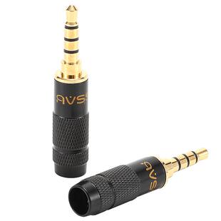 艾威尚碳纤镀金3.5mm立体声银4.4三四节维修耳机焊接弯插头2.5直