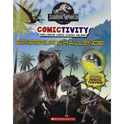 Jurassic World Comictivity - Dinosaur Challenge! 侏罗纪公园 益智活动书贴纸书 DIY漫画 提高阅读词汇 英文原版进口儿童图书