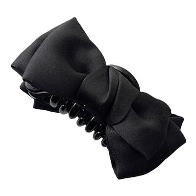 黑色蝴蝶结小号缎面抓夹女