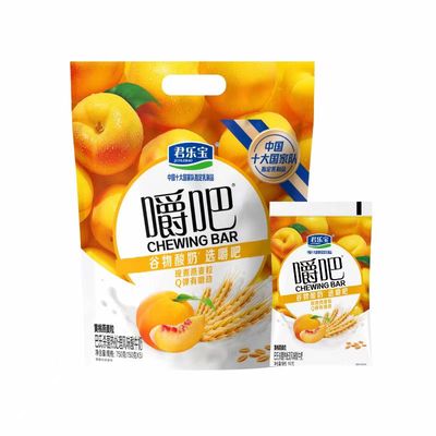 君乐宝嚼吧燕麦黄桃Q弹燕麦粒谷物冷链营养早餐低温酸奶150g袋装