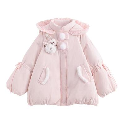 森女部落甜美90白鸭绒连帽羽绒服女新款三防百搭宽松保暖外套冬季