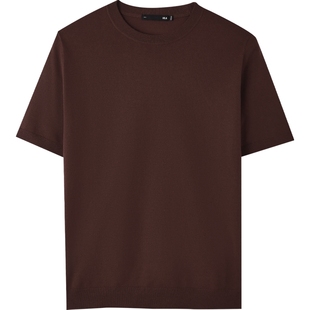 HLA/海澜之家商务套头短袖针织衫春秋季圆领休闲半袖毛衣打底衫男