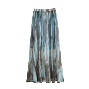 扎染半身裙女2026年夏季新款海边度假沙滩裙松紧腰大摆丁达尔裙子