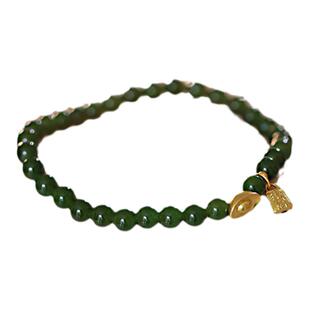 SUMOJEWEL『小财迷绿色版』天然碧玉999足金新中式手链送闺蜜