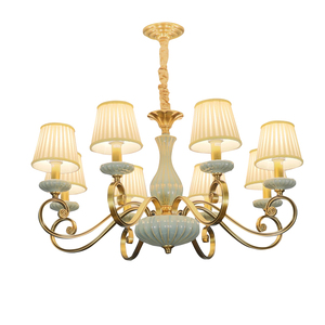 美式乡村全铜客厅吊灯奢华大气简约欧式别墅餐厅卧室陶瓷吊灯具