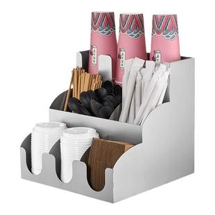 不锈钢纸杯架咖啡吧台奶茶店专用吸管纸巾收纳架多功能放置架商用