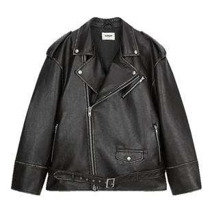 【THROW系列】SLY 2025春季新品机车风皮质夹克外套030IS030-0051