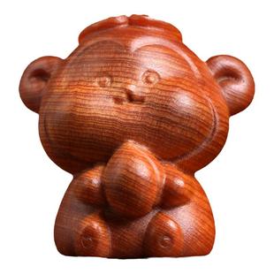 崖柏雕刻抱桃猴子孙悟空小猴生肖猴文玩手把件可爱钥匙扣挂件摆件