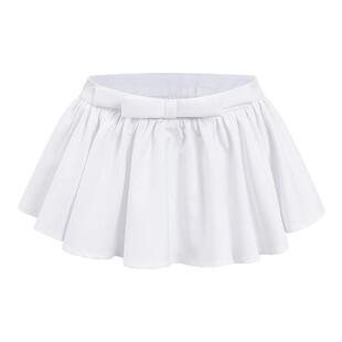 RECIT 白色光泽感缎面短裙裤女冬季立体蝴蝶结千金褶皱蓬蓬半身裙