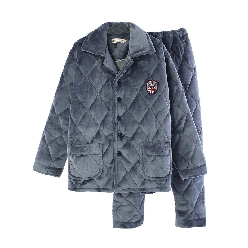 法兰绒夹棉中老年冬季保暖家居服
