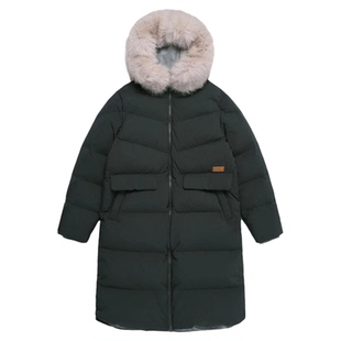 0301冬季National Geographic国家地理木灰色女士连帽鹅绒羽绒服R