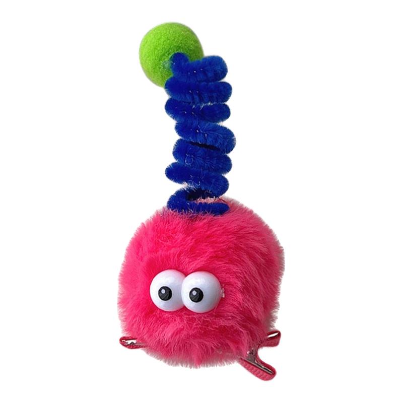 可爱毛绒小怪兽发卡子女毛茸茸发夹天线丑娃娃鸭嘴夹搞怪毛球夹子