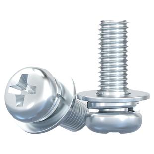 镀锌圆头十字三组合螺钉盘头带平弹垫片组合螺丝M2M2.5M3M4M5M6mm