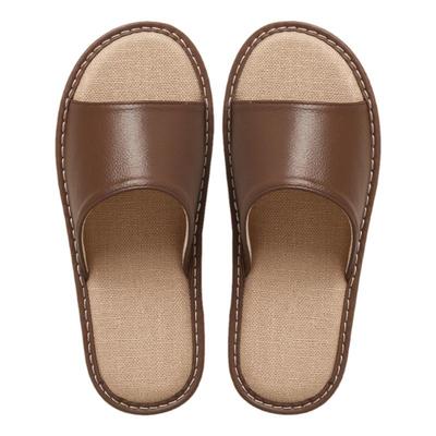 男士亚麻拖鞋牛筋底防滑真皮拖鞋