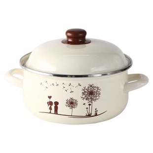 高级搪瓷锅煮炖煲汤熬中药锅食品级猪油罐家用电磁炉珐琅双耳汤锅