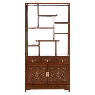 百年印记两门雕花多宝格博古架实木现代简约老榆木书房榫卯中式
