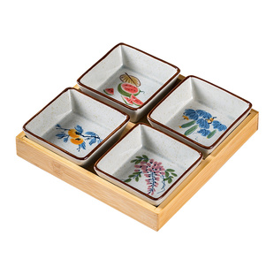 家用水果盘茶几零食摆放盘四分格点心盘商用坚果干果盒糖果收纳盒