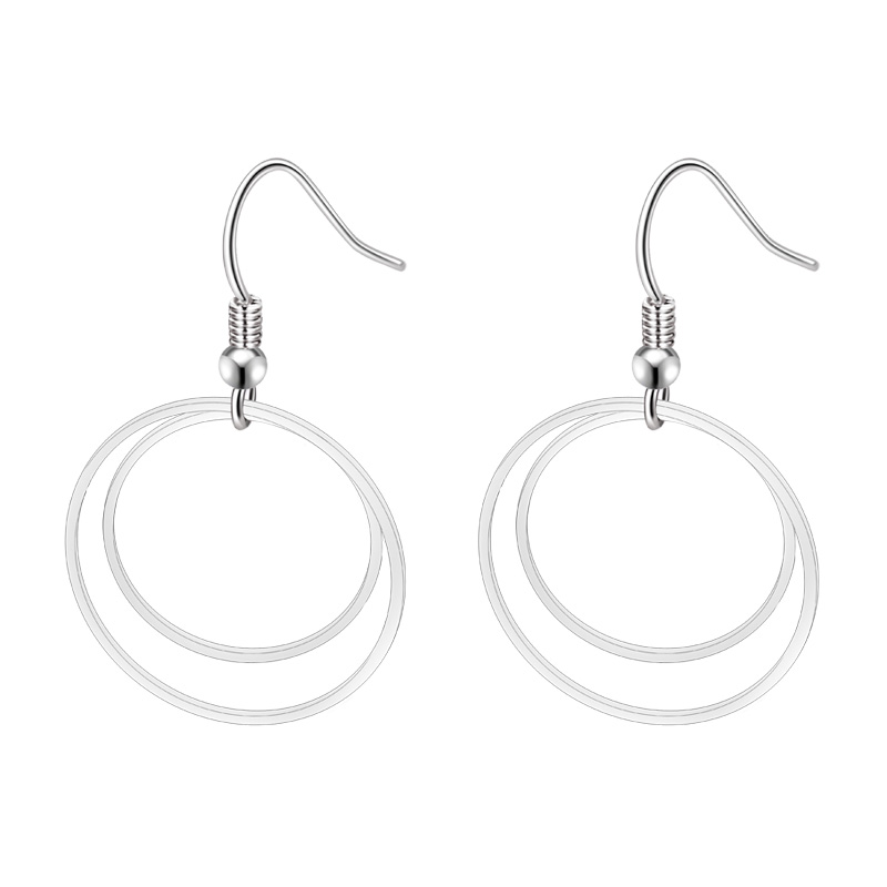原创简约小众设计S925纯银耳饰品气质双层圆环耳钉女耳坠耳环耳钩