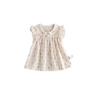 【新品】OakFamily夏季儿童短袖天丝亚麻上衣女童宝宝飞袖T恤宽松