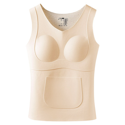 发育期少女保暖背心带胸垫内衣