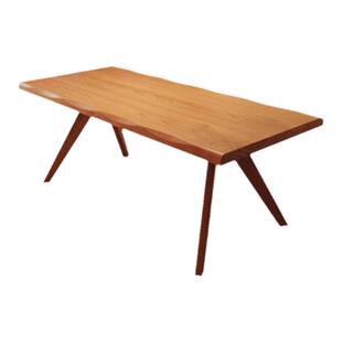 日式全实木鲸鱼餐桌椅组合书桌家用电脑桌长方形民宿吃饭桌工作台