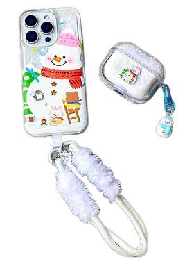 研派流沙雪花适用airpods4保护套Airpros1/2代耳机套苹果4代无线蓝牙pro3四三代二代pro防摔钥匙扣亚克力透明