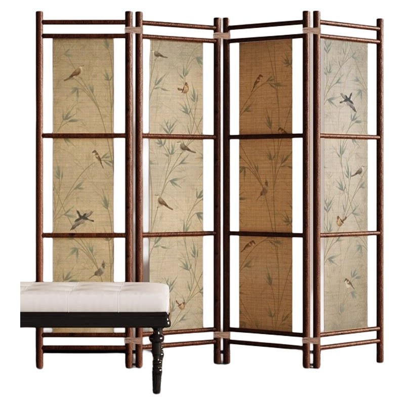 中古风杉木屏风隔断客厅入户玄关