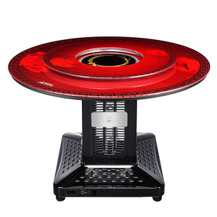 新款天然气取暖桌烤火炉火锅一体餐桌圆形电暖桌气电两用电炉子