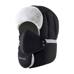 防寒面罩雷锋帽棉帽子男款电动车防风帽加厚骑车保暖神器东北男生