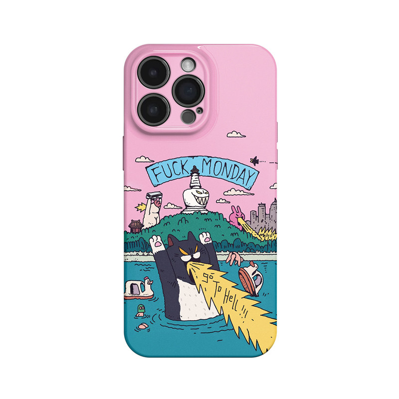 毁灭吧~个性破坏小猫适用iPhone16promax手机壳华为mate60小米15上班opporeno13苹果14独特vivox200一加ace5