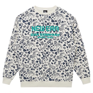 New Era官方授权正品纽亦华男女同款情侣毛圈里休闲圆领套头卫衣