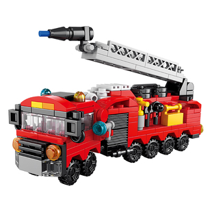 男孩消防车坦克挖掘机拼图积木玩具儿童益智拼装警车汽车飞机模型