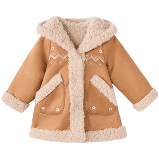 笛莎童装女童外套2025秋冬装女宝宝小童儿童中长加绒加厚上衣迪莎