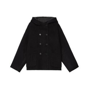 【新品】ZUCZUG 素然25冬女士保暖羊毛羊驼双面穿呢料带帽短外套