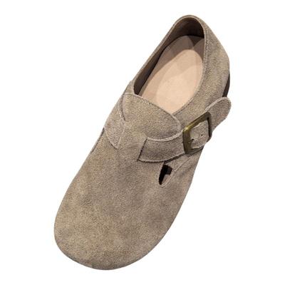 头层牛皮博肯鞋真皮平跟乐福鞋